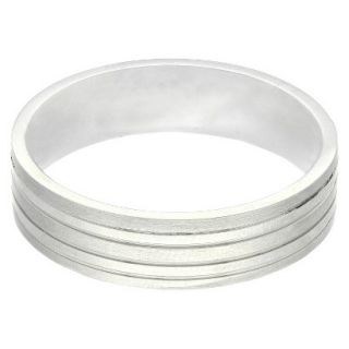 Stainless Steel Polished and Matte Striped Mens Ring   Silver (Size 10)