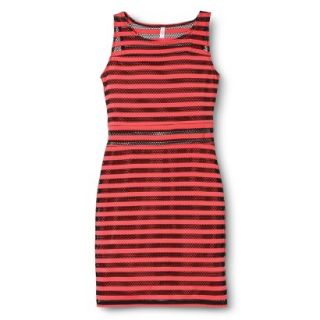 Xhilaration Juniors Striped Bodycon Dress   Coral M(7 9)