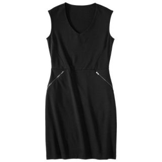 Mossimo Petites V Neck Zipper Pocket Dress   Black XSP