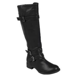 Womens Bamboo By Journee Tall Buckle Boots   Black 6