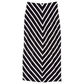 Mossimo Womens Knit Midi Skirt   Black/White V Stripe XL
