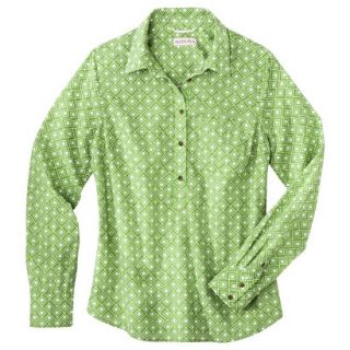 Merona Womens Popover Favorite Shirt   Green Print   XS
