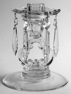 Cambridge 3400 Clear Keyhole Candelabrum with Bobeche and 8 Prisms   Stem #3400,