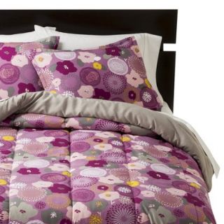 Room Essentials Floral Mismatch Reversible Comforter   Purple (Twin XL)
