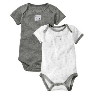 Burts Bees Baby Newborn Neutral 2 Pack Short sleeve Bodysuit   Grey 6 9 M