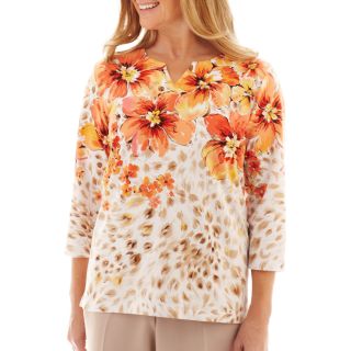 Alfred Dunner Tuscan Sunset Animal Floral Knit Top
