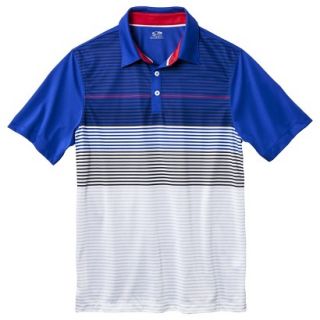 Mens Golf Polo Stripe   Athens Blue XXL