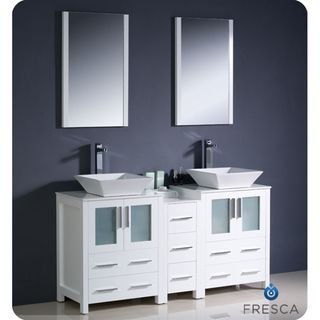 Fresca Fresca White 60 inch Double sink Ceramic Bathroom Vanity White Size Double Vanities