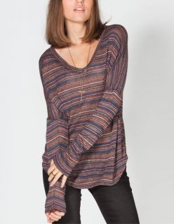 Stripe Womens Drop Shoulder Top Multi In Sizes Large, X Small, X Larg
