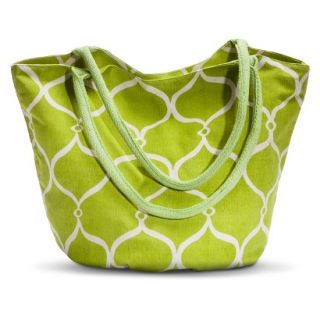 Canvas Geometric Print Bucket Handbag   Lime Green