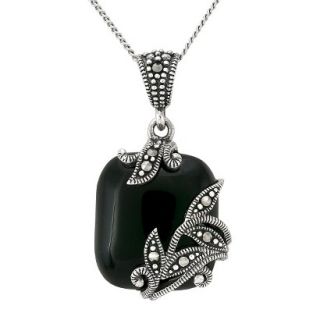 Marcasite and Onyx Pendant   Silver