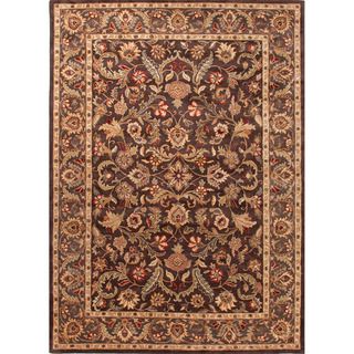 Hand tufted Traditional Oriental Pattern Brown Rug (96 X 136)