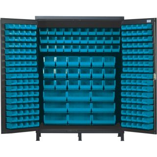 Quantum Storage Cabinet With 227 Bins   60 Inch x 24 Inch x 84 Inch Size, Blue
