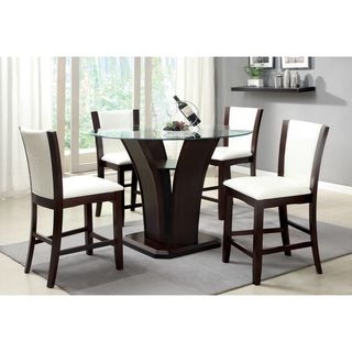 Furniture Of America Furniture Of America Carlise Contemporary Round Counter Height Glass 5 piece Dining Set Cherry Size 5 Piece Sets