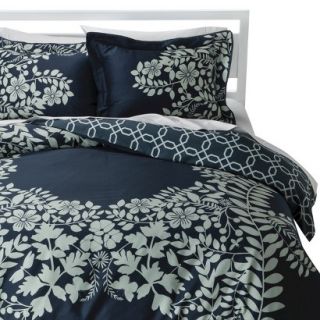 Room 365 Placed Graphic Floral Duvet Cover Cover Set   Blue (Full/Queen)