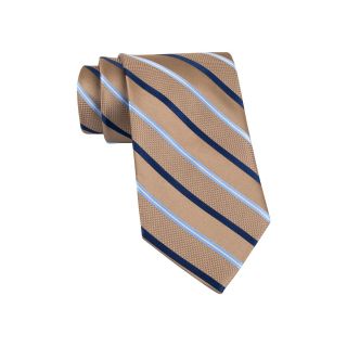 Stafford Tighe Stripe Silk Tie, Taupe, Mens