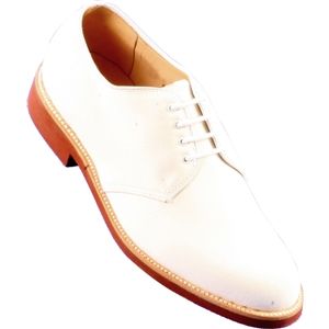 Alden Mens 4 Eyelet Plain Toe Blucher Welterweight White Suede Shoes, Size 12 D   2635