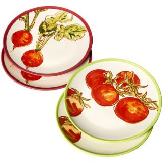 Threshold Vegetable Patterns Ceramic Plates Set of 4   Pale Raspberry and