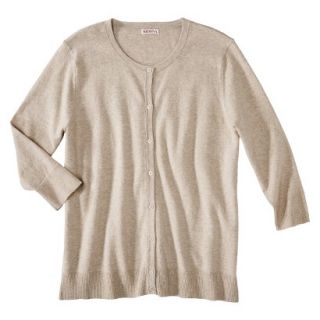 Merona Womens Plus Size 3/4 Sleeve Crew Neck Cardigan Sweater   Oatmeal 1