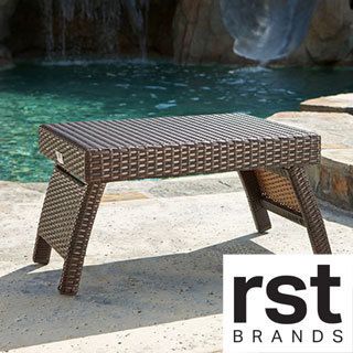 Rst Outdoor Espresso Rattan Lounger Side Table