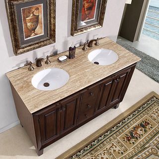 Silkroad Exclusive Alameda 55 inch Double sink Dark Brown Bathroom Vanity
