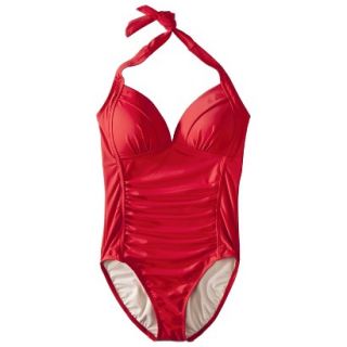 Merona Womens Halter 1 Piece Swimsuit  Red XL