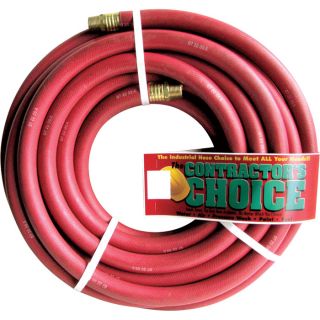 Industrial Red Rubber Hose   3/4 Inch x 50ft., 3/4 Inch NPT Fittings, 300 PSI,