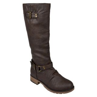 Womens Bamboo By Journee Buckle Boots   Cognac 10