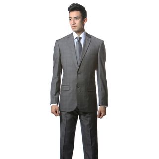 Zonettie By Ferrecci Mens Custom Slim Fit Grey/ White Plaid Suit