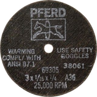 PFERD Type 1 Cutoff Wheel   10 Pack, 3 Inch x 1/16 Inch x 1/4 Inch, Model P6077