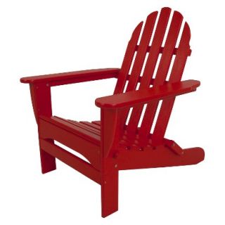 Polywood Classic Folding Patio Adirondack Chair   Red