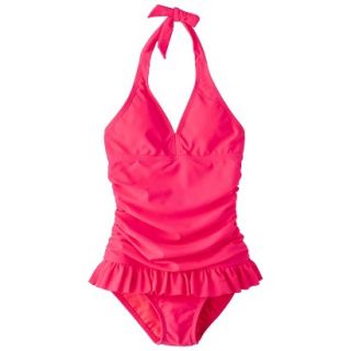 Girls 1 Piece Skirted Swimsuit   Coral L