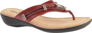 Womens Minnetonka Silverthorne Thong   Red Leather Slip on Shoes