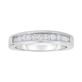 1 CT. T.W. Diamond 10K White Gold Princess Cut Band Ring, Womens