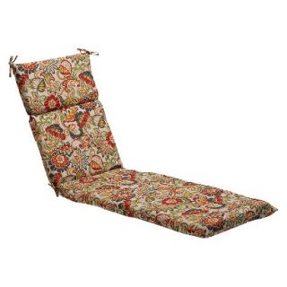 Outdoor Chaise Lounge Cushion   Green/Off White/Red Floral