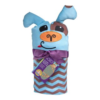 Sozo Puppy Swaddle Blanket and Cap Set, Blue/Brown