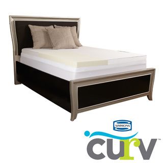Simmons Curv 3 inch Memory Foam Mattress Topper With 300 Thread Count Egyptian Cotton Cover