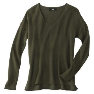 Mossimo Petites Long Sleeve V Neck Pullover Sweater   Paris Green XLP