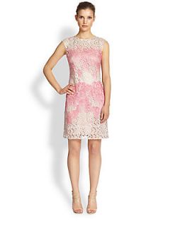 Kay Unger Printed Lace Dress   Pink