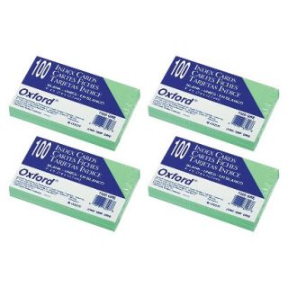 Oxford 100 Count Blank Index Cards 4 Pack   Green (3X5)
