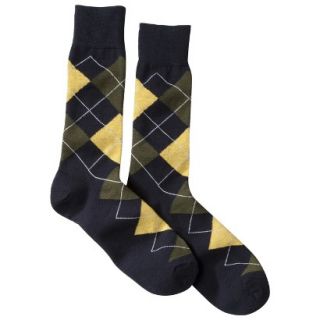 Merona Mens 1pr Dress Socks   Navy/Green/Yellow Argyle