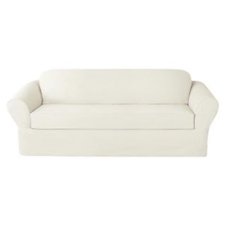 Sure Fit Twill 2pc Loveseat Slipcover   White