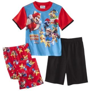 Super Mario Brothers Boys 3 Piece Short Sleeve Pajama Set   4 Red