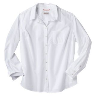 Merona Womens Plus Size Long Sleeve Button Down Shirt   White 4