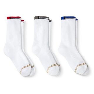 Signature GOLD by GoldToe Boys 3 Pack Casual Color Tip Crew Socks   White L