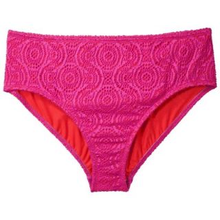 Womens Plus Size Crochet Hipster Swim Bottom   Fire Red 20W