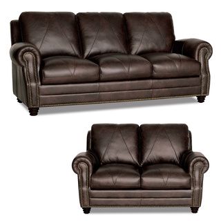 Chocolate Leather Sofa And Love Seat Set