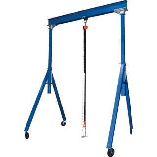 Vestil Adjustable Steel Gantry Crane   6,000 Lb. Capacity, 20 Ft. L I Beam,