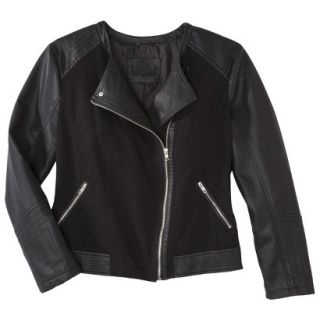 Pure Energy Womens Plus Size Faux Leather Motorcycle Jacket   Black 1X