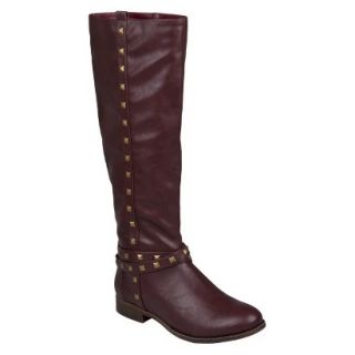 Womens Bamboo By Journee Studded Round Toe Boots   Bordeaux 8